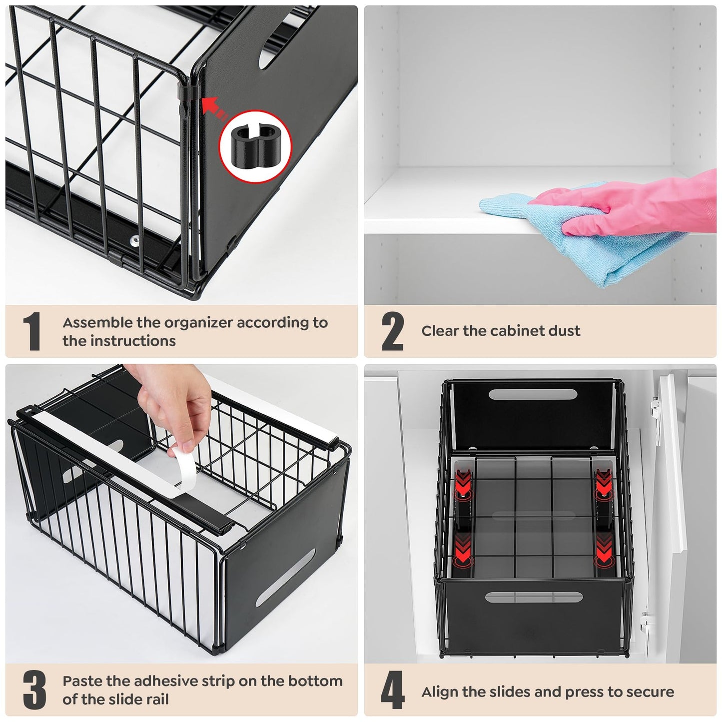 2 Pack Pull Out Cabinet Organizer Collapsible Closet Organizers and Storage