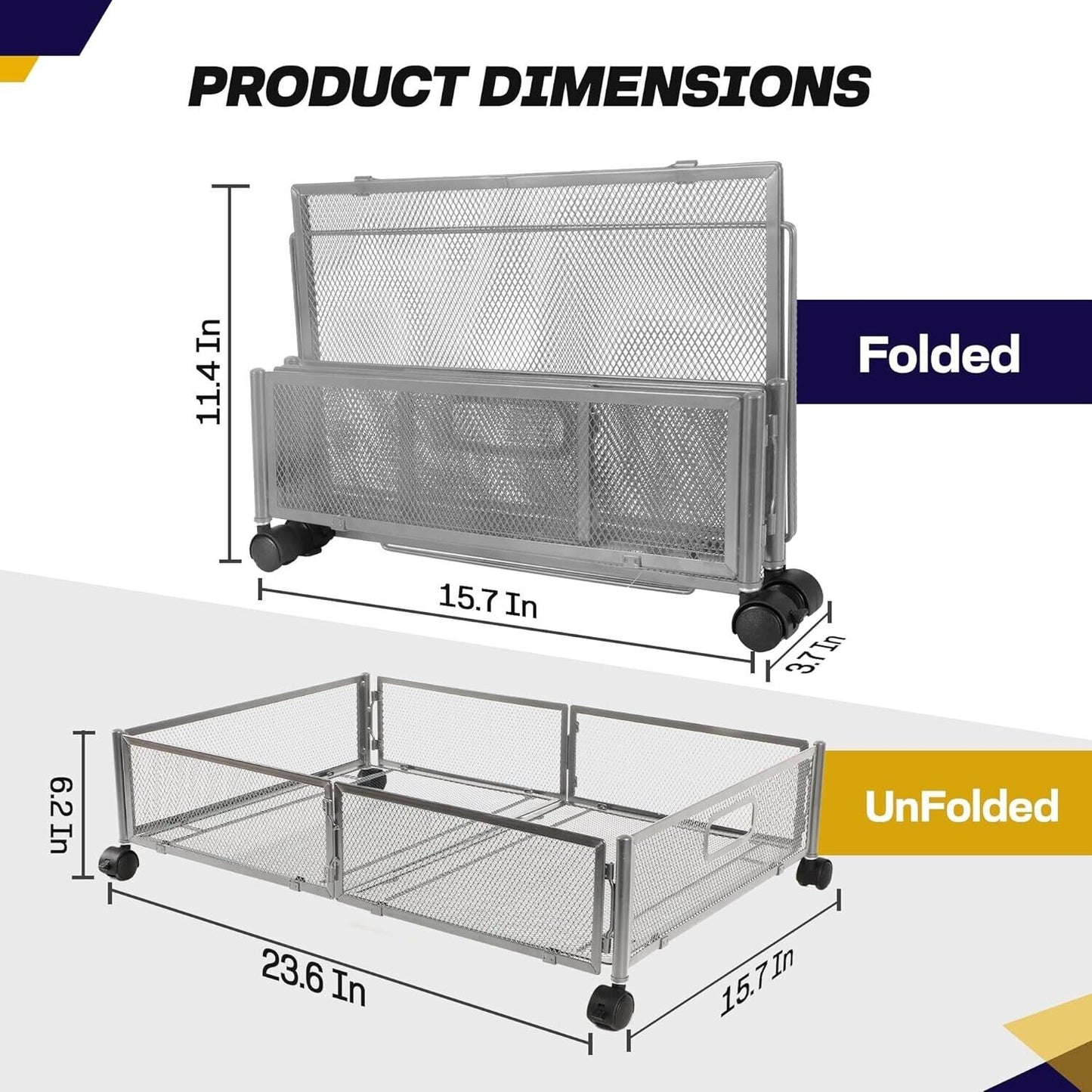 Under Bed Storage with Wheels Containers Foldable Rolling Storage Bags (2Pcs)
