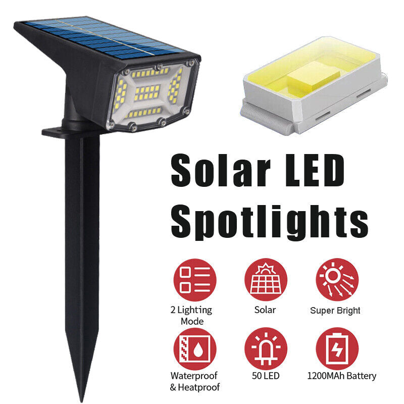 2-8PK Solar 50-LED Flood Lamp Spotlights Outdoor Garden Wall Landscape Light