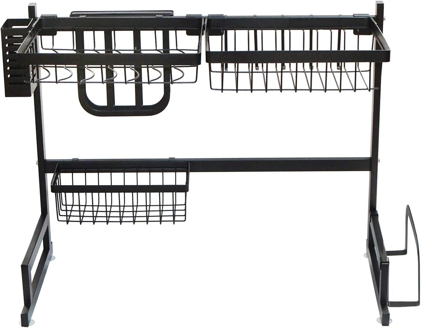 Dish Drying Rack Kitchen Storage Shelf over Sink 2-Tier Stainless Steel Cutlery
