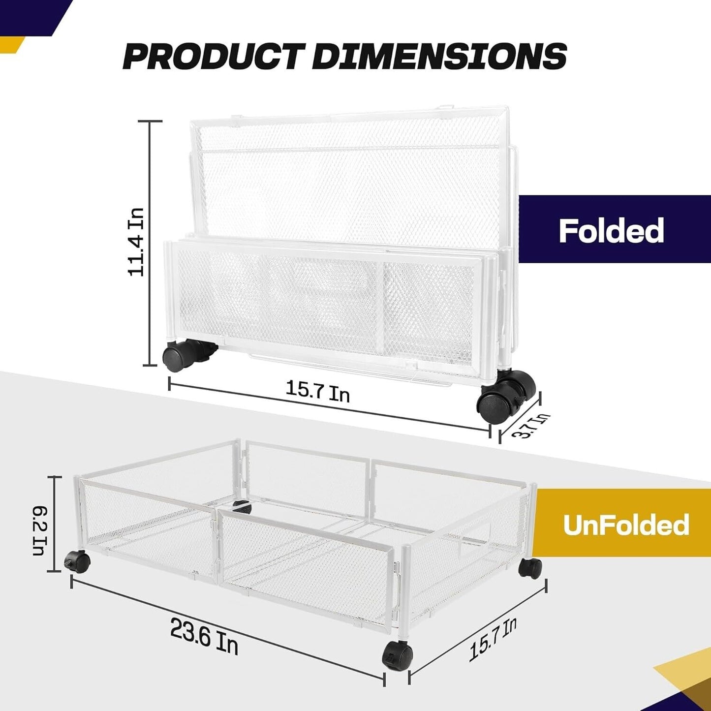 Under Bed Storage with Wheels Containers Foldable Rolling Storage Bags (2Pcs)