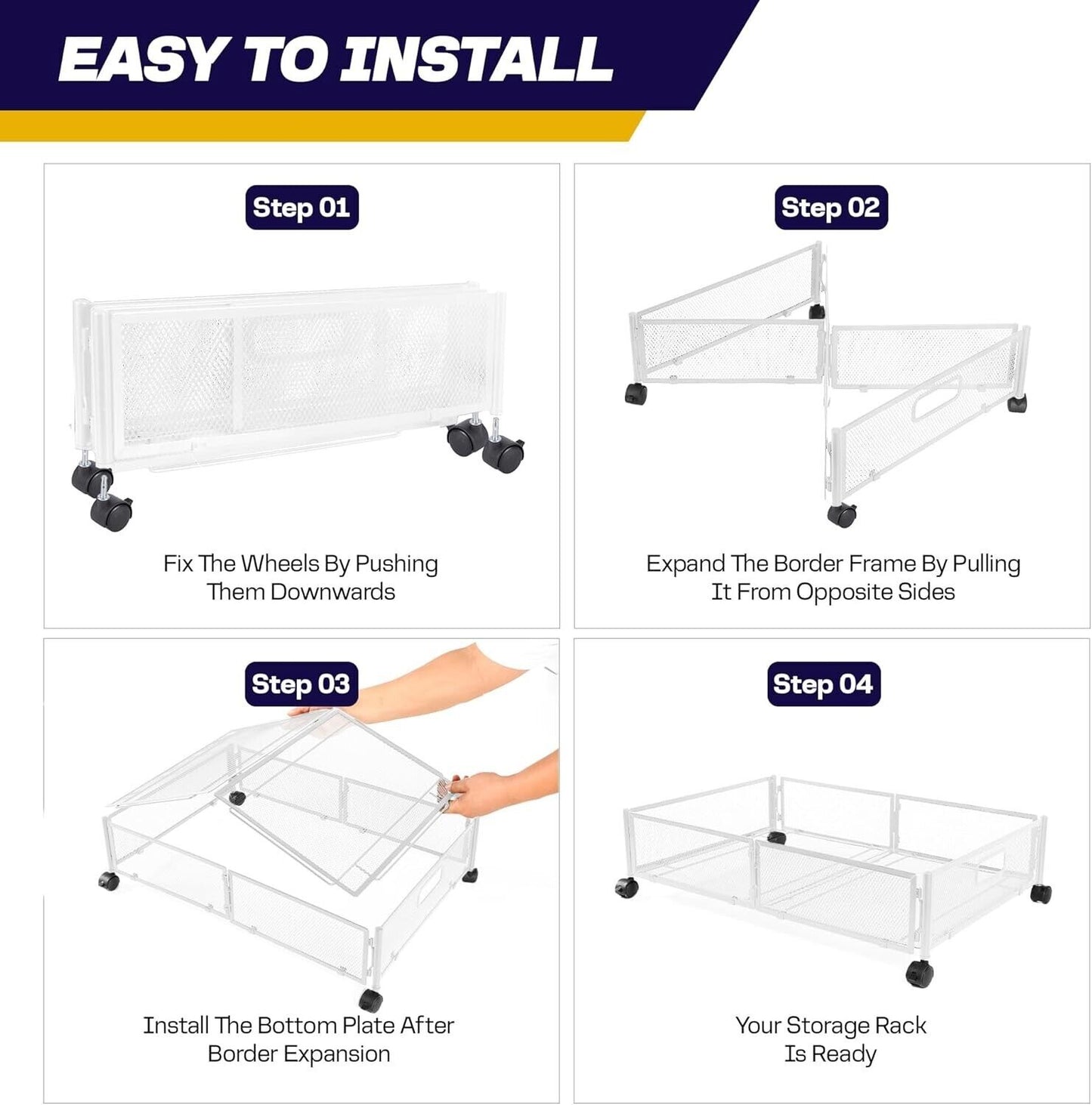 Under Bed Storage with Wheels Containers Foldable Rolling Storage Bags (2Pcs)