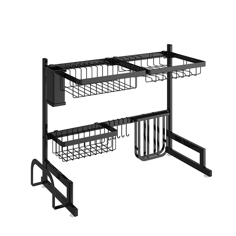 Dish Drying Rack Kitchen Storage Shelf over Sink 2-Tier Stainless Steel Cutlery