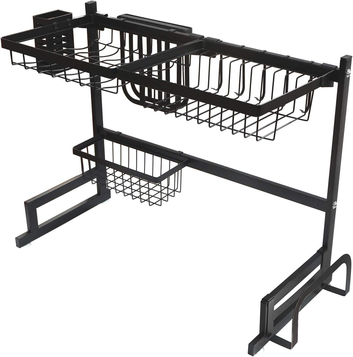 Dish Drying Rack Kitchen Storage Shelf over Sink 2-Tier Stainless Steel Cutlery