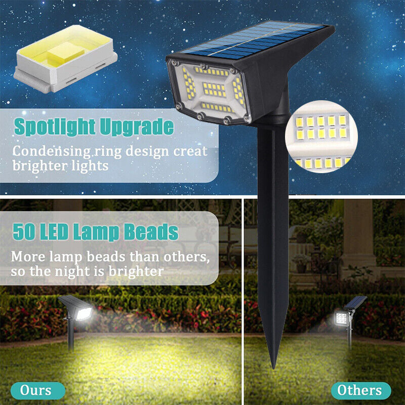 2-8PK Solar 50-LED Flood Lamp Spotlights Outdoor Garden Wall Landscape Light