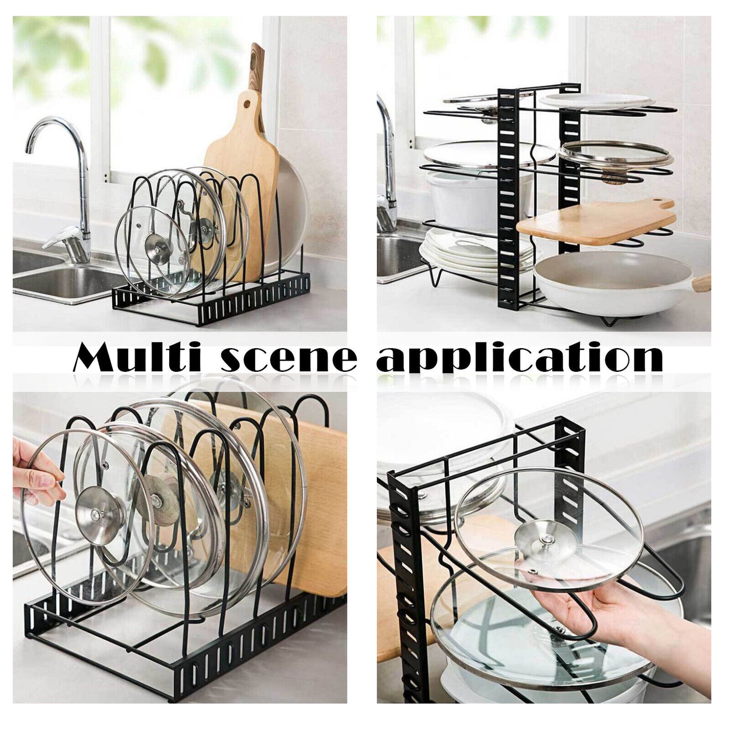 Pots and Pans Organizer for Cabinet 8 Tier Adjustable Pot and Pan Organizer Rack