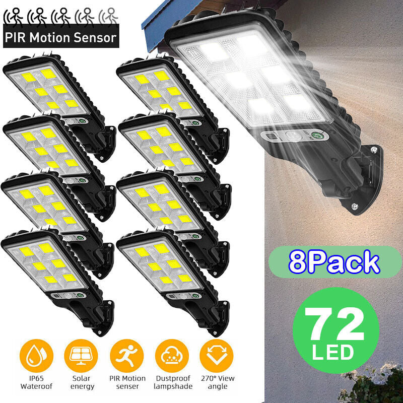 4/8Pcs Outdoor Solar Wall Light Motion Sensor Bright Flood Street Lamp 3 Modes