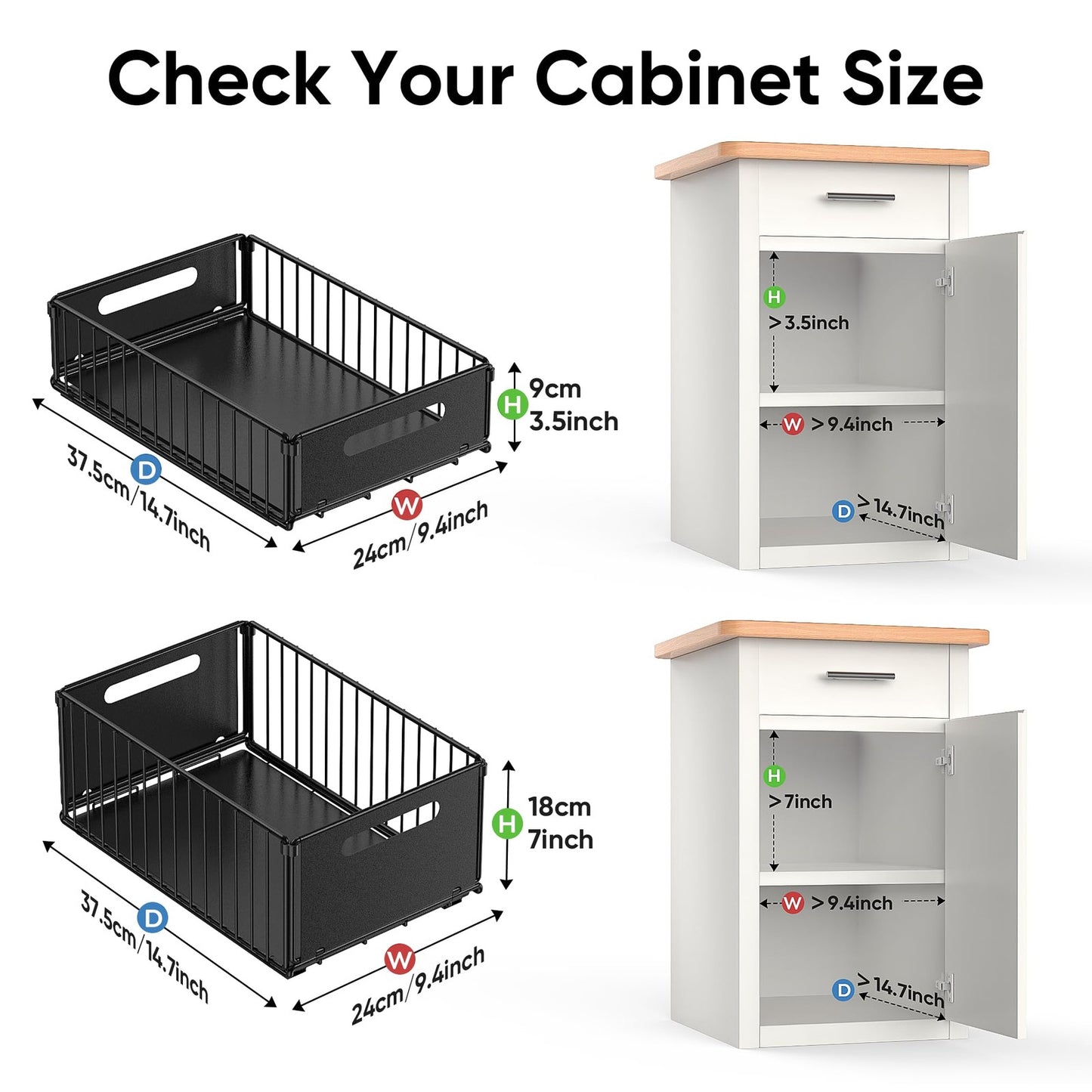 2 Pack Pull Out Cabinet Organizer Collapsible Closet Organizers and Storage