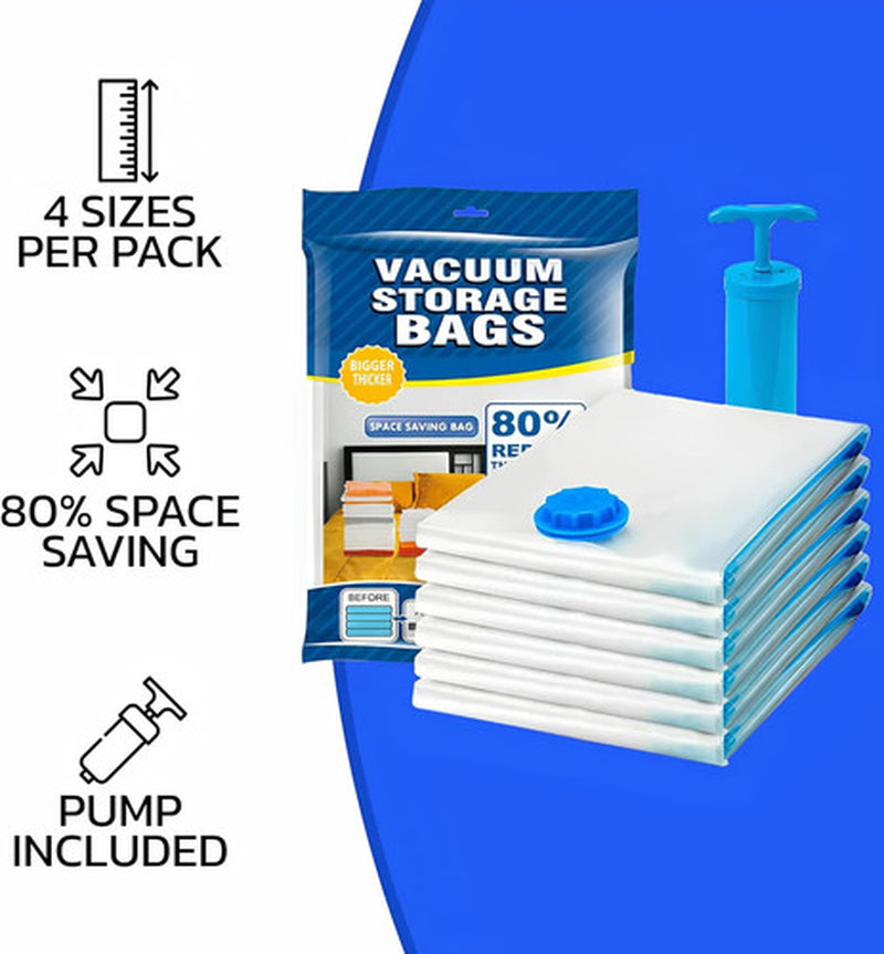 Vacuum Storage Bags PARACASA Space Saver 10 Pack 4 Sizes Pump Included