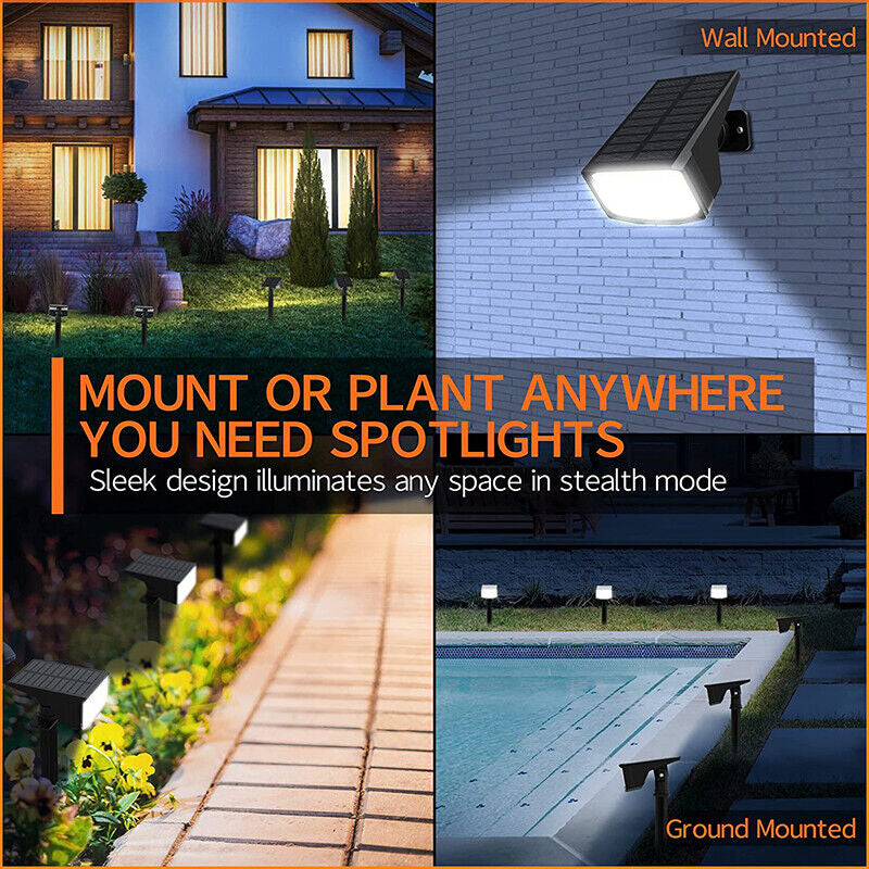 2-8PK Solar 50-LED Flood Lamp Spotlights Outdoor Garden Wall Landscape Light