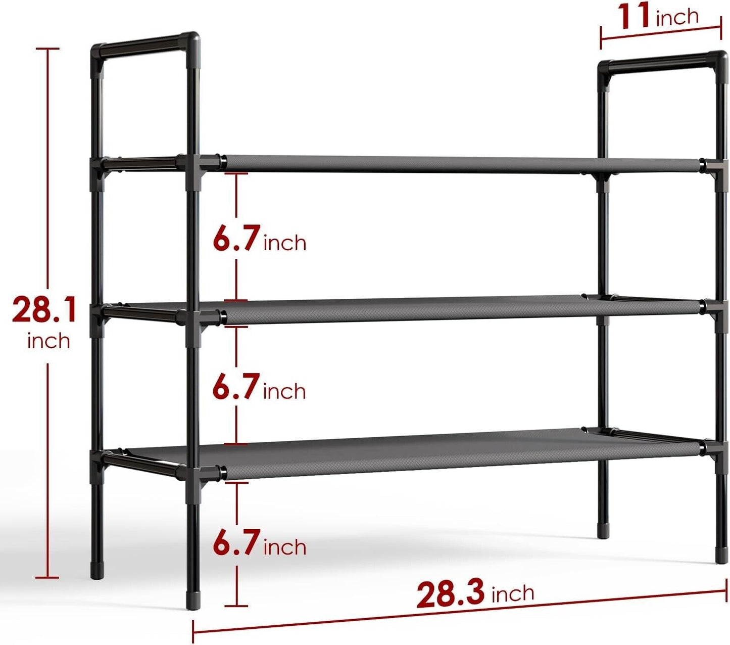 Shoe Rack - X-LARGE Shoe Organizer, 3-Tier Shoe Storage Rack, Sturdy Shoe Rack F