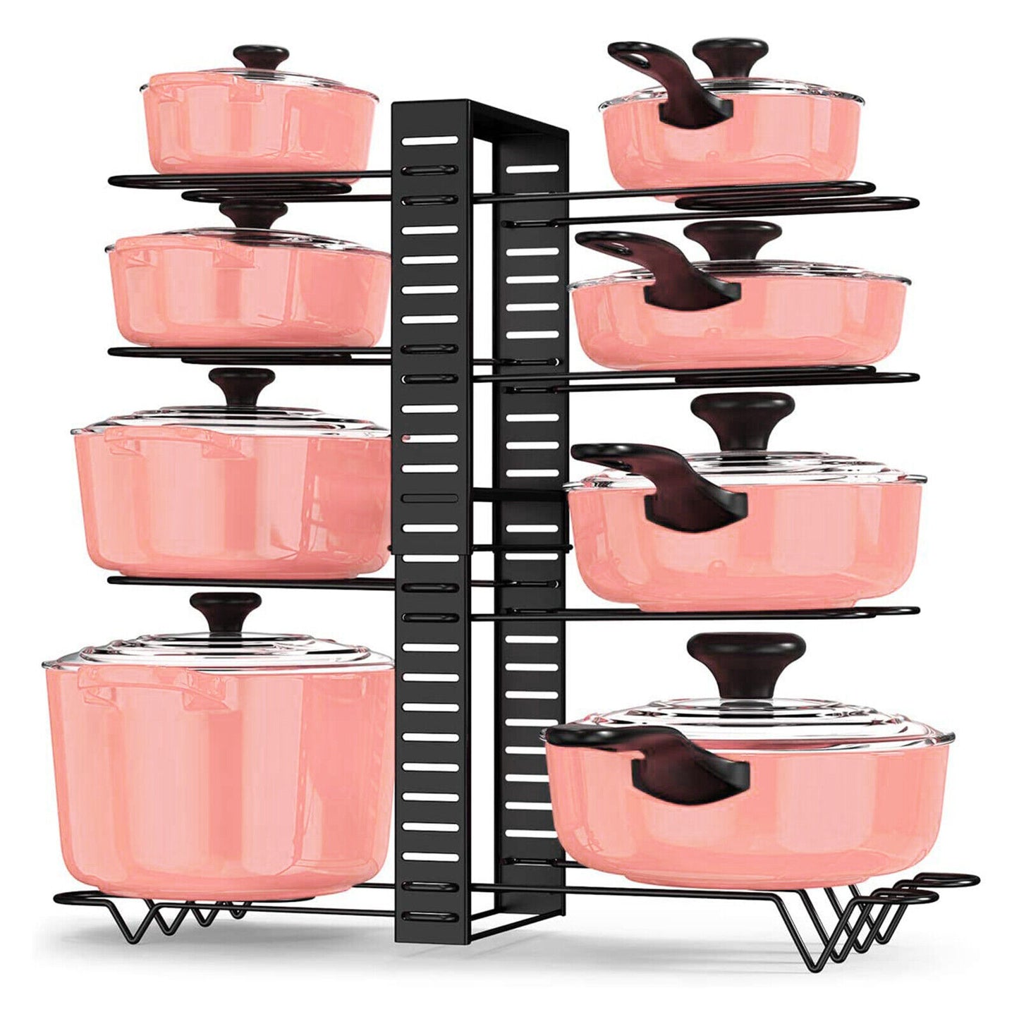 Pots and Pans Organizer for Cabinet 8 Tier Adjustable Pot and Pan Organizer Rack