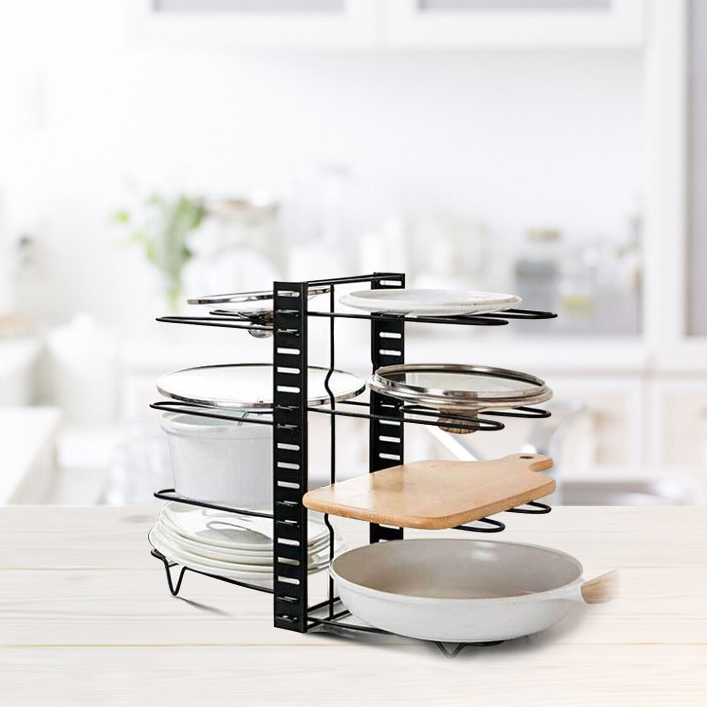 Pots and Pans Organizer for Cabinet 8 Tier Adjustable Pot and Pan Organizer Rack