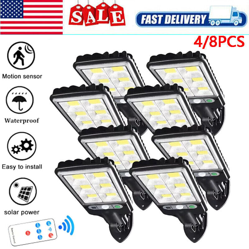 4/8Pcs Outdoor Solar Wall Light Motion Sensor Bright Flood Street Lamp 3 Modes