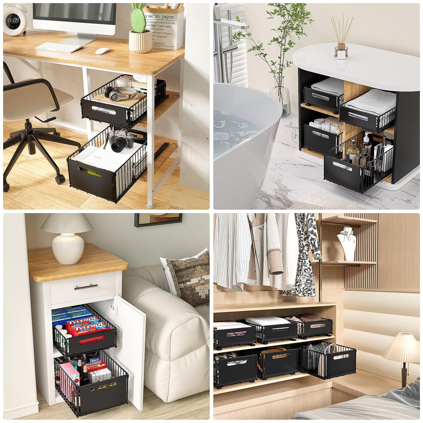 2 Pack Pull Out Cabinet Organizer Collapsible Closet Organizers and Storage