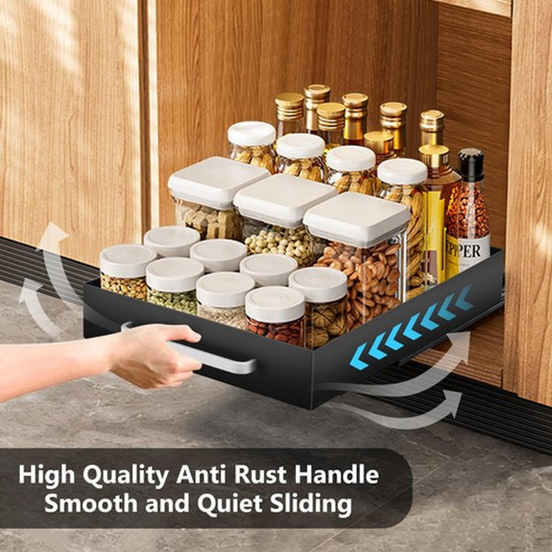 2 Pack Pull Out Cabinet Organizer Fixed with Adhesive Nano Film Heavy Duty Slide