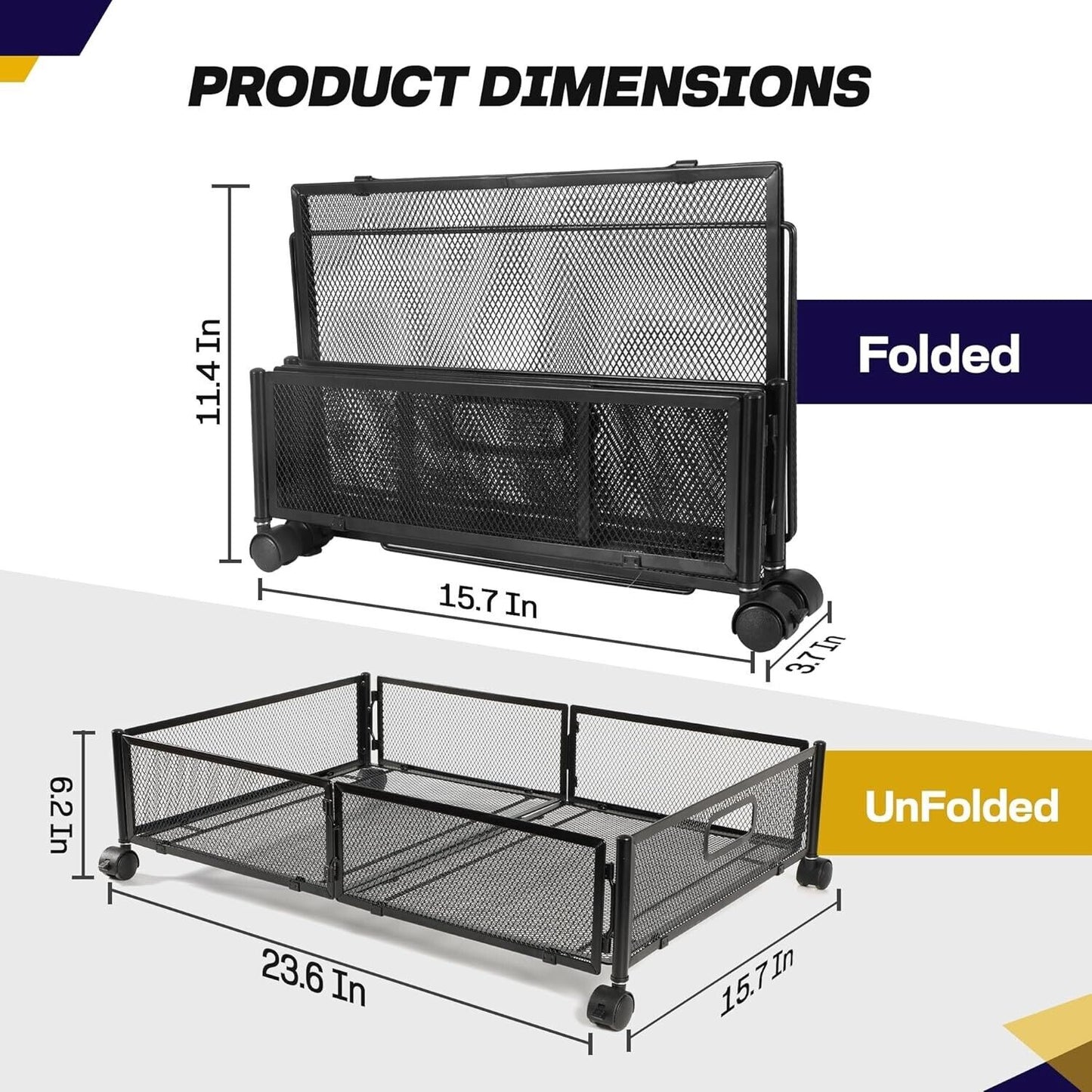Under Bed Storage with Wheels Containers Foldable Rolling Storage Bags (2Pcs)