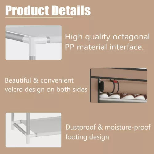 Shoe Rack 10 Layers 9 Shelf Shoes Standing Cabinet Storage Organizer Dustproof