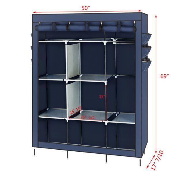 High Foot Canvas Free Side Fabric Wardrobe In Dark Blue