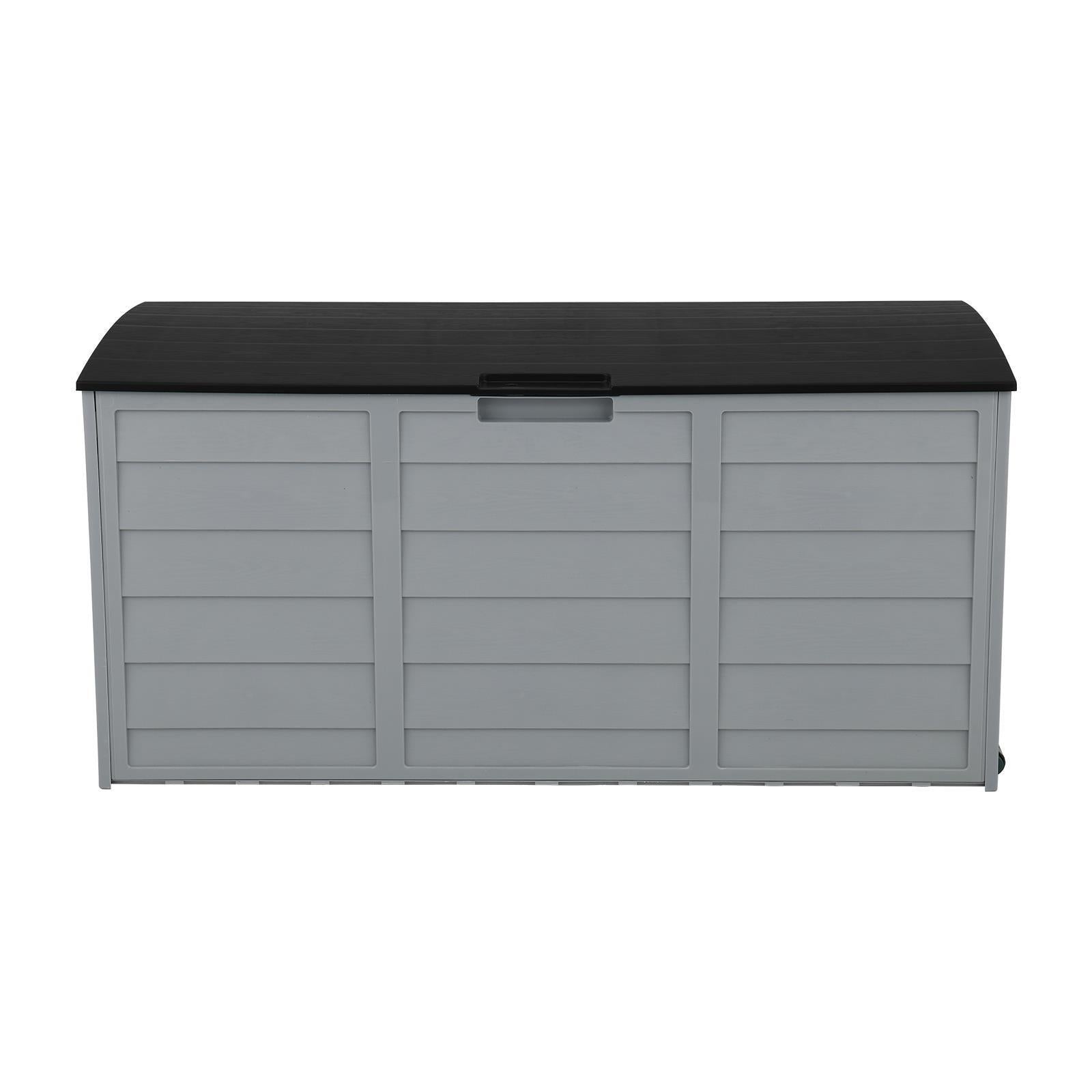 Garden Storage Box 75 Gal Black Outdoor Tool Case Cushion Organizer with Wheels