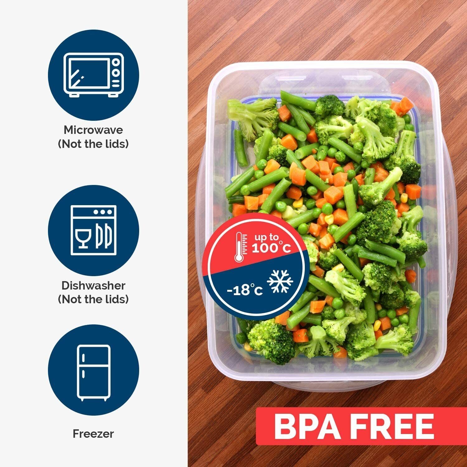 Utopia Kitchen Plastic Food Containers with Storage Lids Meal Prep Airtight