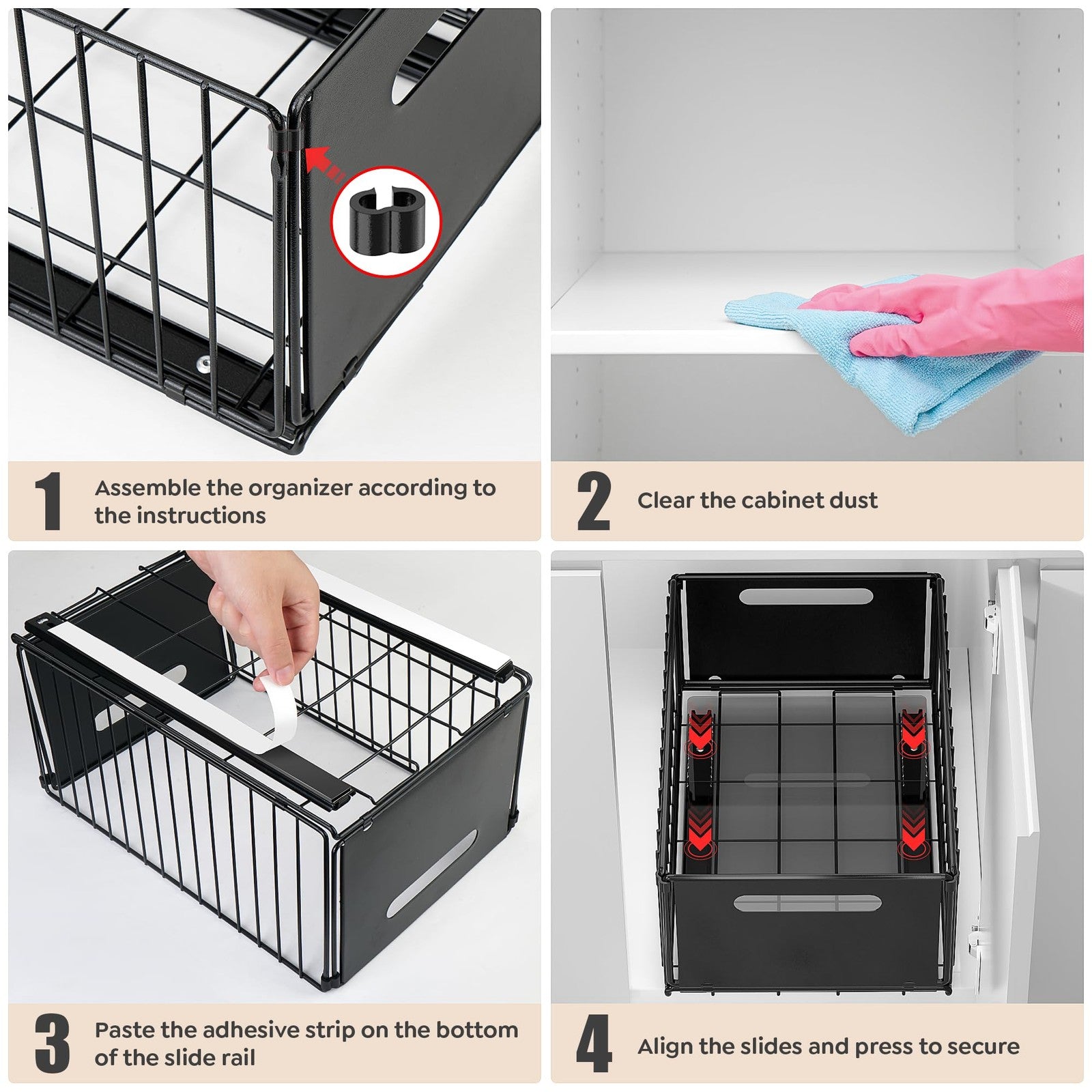 2 Pack Pull Out Cabinet Organizer Collapsible Closet Organizers and Storage