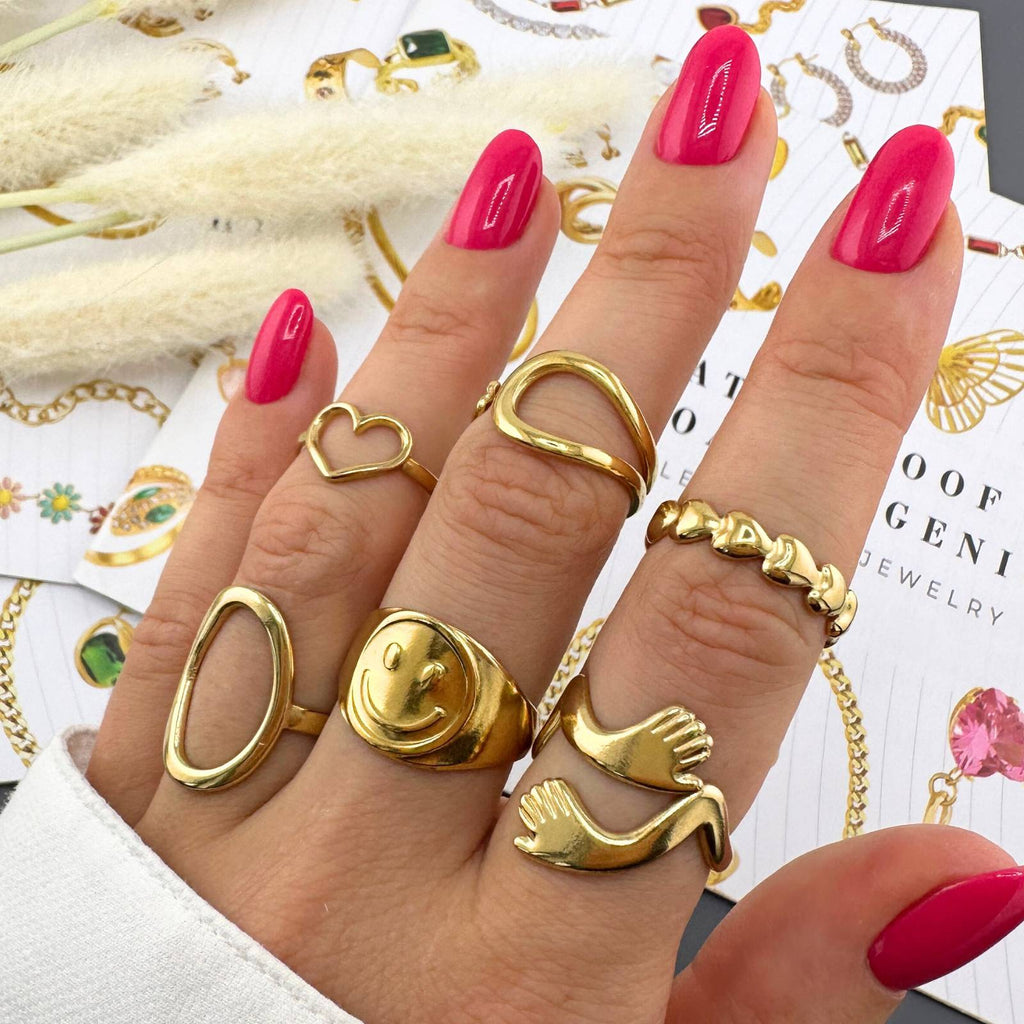 Heart Ring, 18K Gold Plated Steel