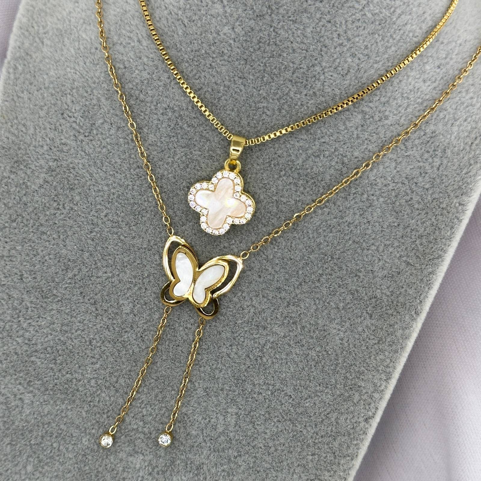 Butterfly Necklace, 18K Gold Plated Steel
