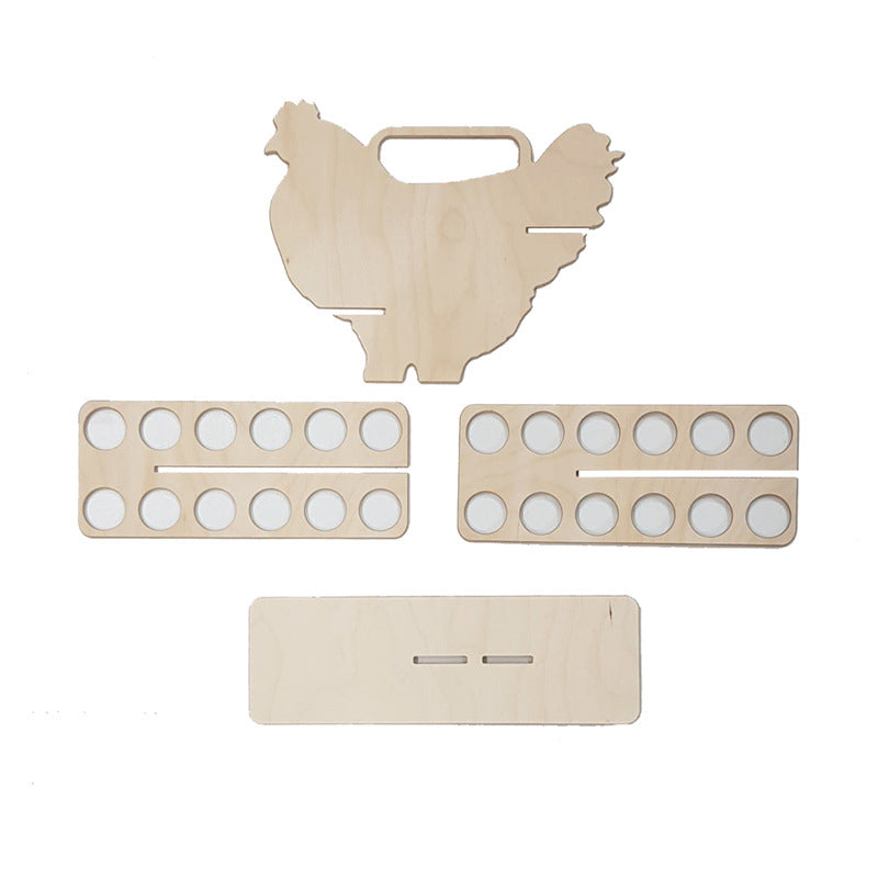 12 Cells Chicken Shape Egg Shelf Portable Wooden Case Organizer Egg Protect Container Box Kitchen Storage Accessories