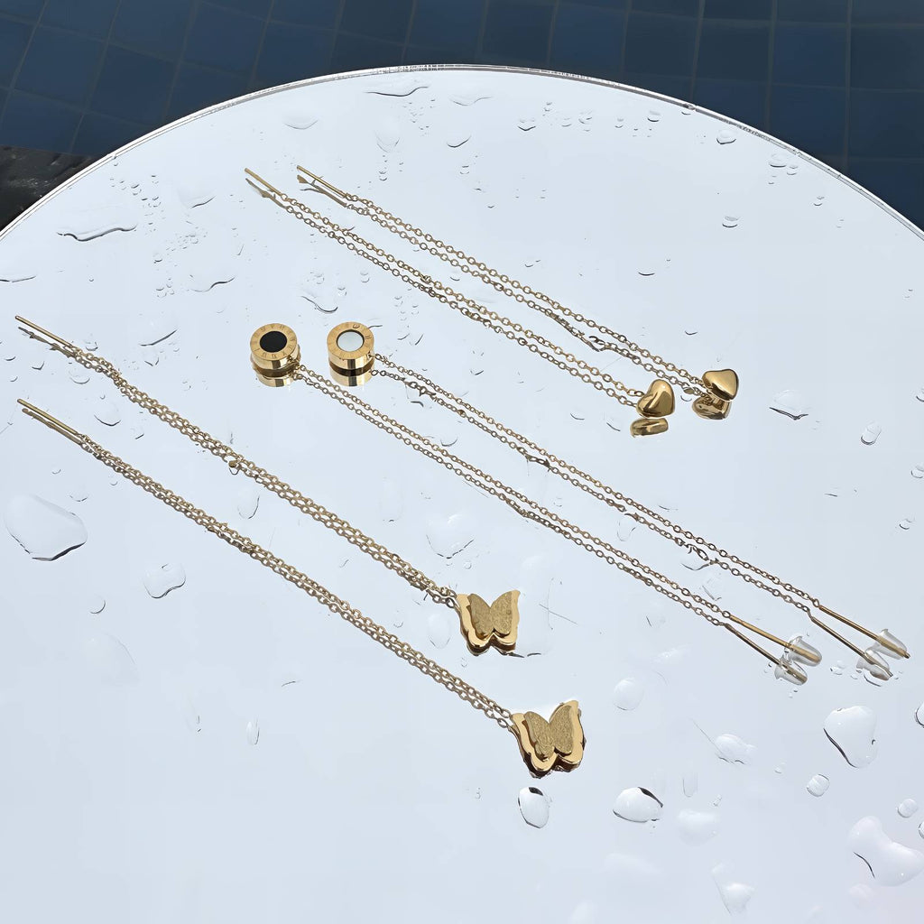 Hearts Earrings, 18K Gold Plated Steel