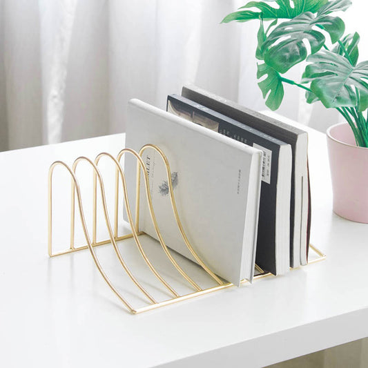 10 Grid File Storage Shelf Book Stand Bookend Nordic Wrought Iron Organizer Holder for Home Office