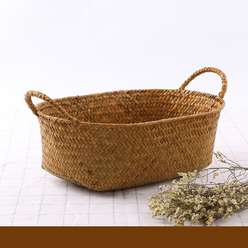 Seaweed Wicker Rattan Flower Basket Storage Table Top Organizer Gift Basket Decorative Storage Basket