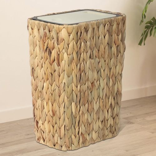 2-in-1 Wicker Bin With Pressed Top Cover, Woven Waste Paper Basket And Basket For Bathroom, Kitchen, Living Room, Bedroom Unavailable Platforms- Welfel