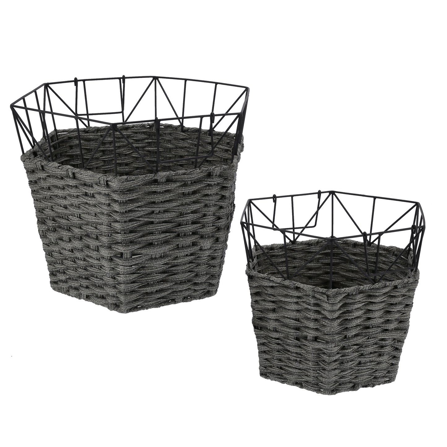 2PCS Wrought Iron Dirty Clothes Basket Laundry Basket Storage Organizer Home Supplies