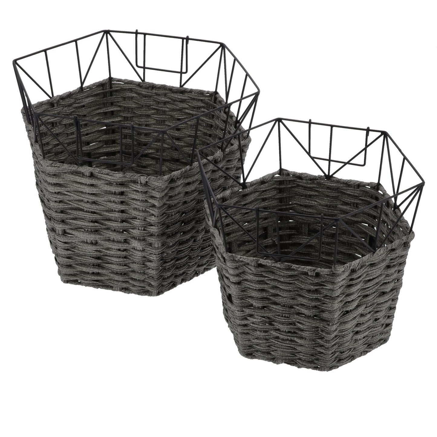 2PCS Wrought Iron Dirty Clothes Basket Laundry Basket Storage Organizer Home Supplies