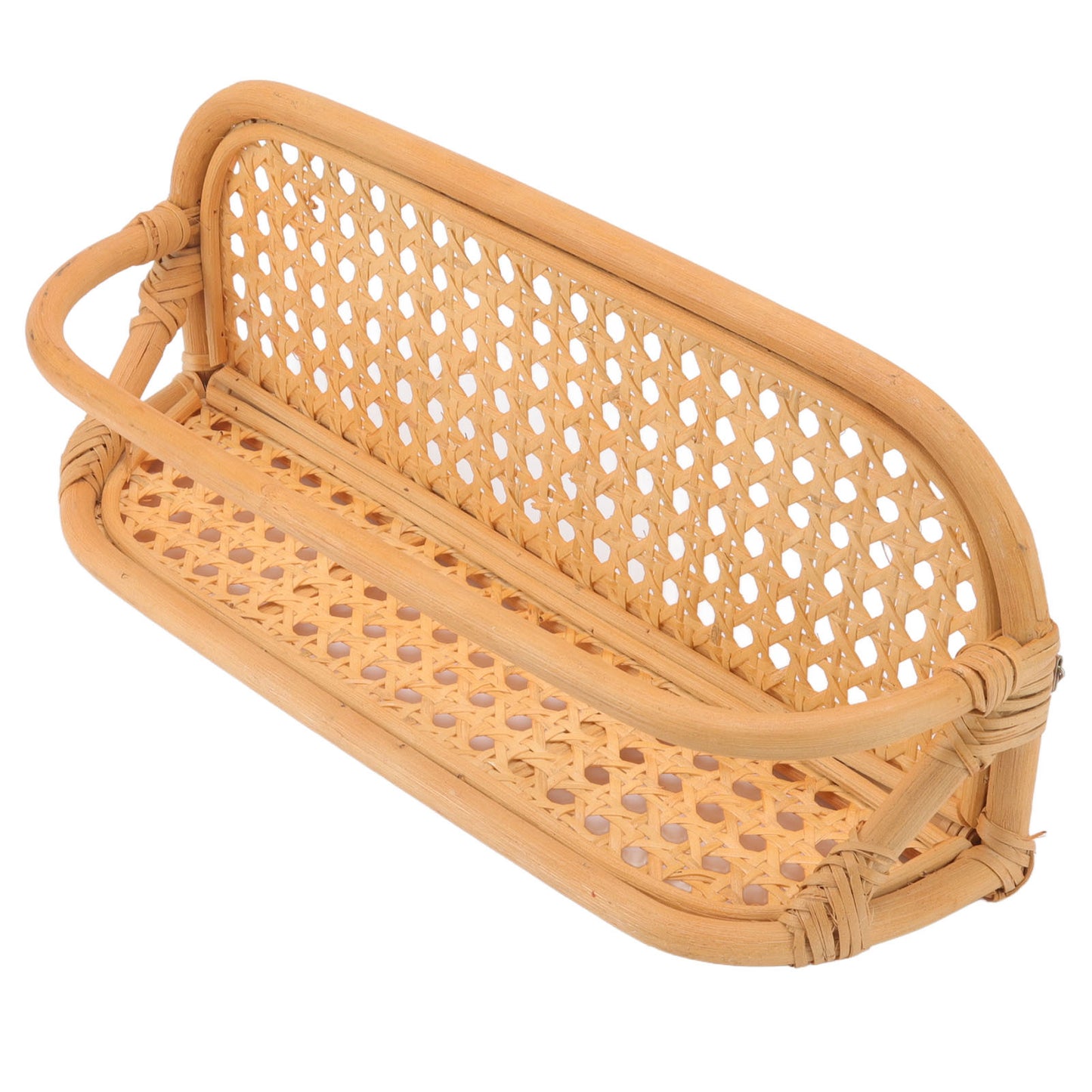 Rattan Wall Shelf Hand Crafted Durable Natural Rattan Hanging Rack Wall Storage Shelf for Bathroom Kitchen Living Room