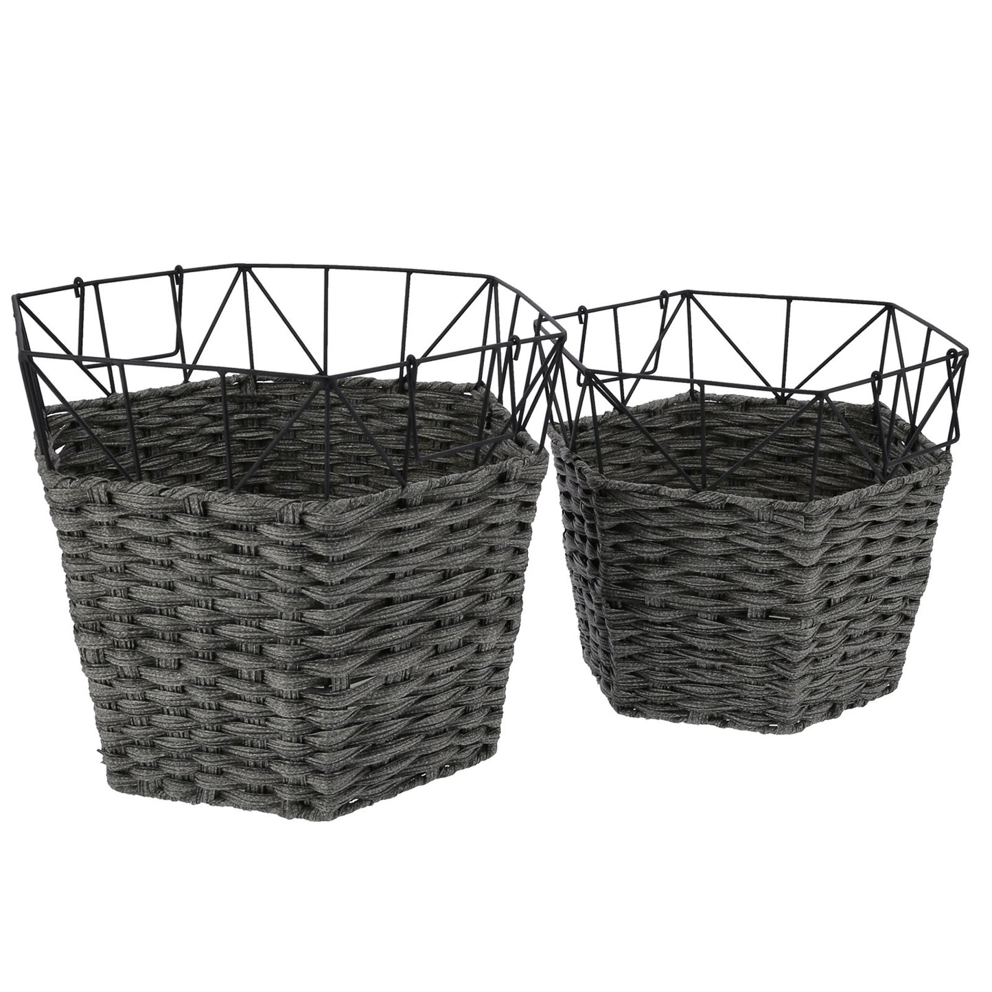 2PCS Wrought Iron Dirty Clothes Basket Laundry Basket Storage Organizer Home Supplies