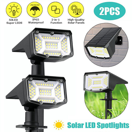 2-8PK Solar 50-LED Flood Lamp Spotlights Outdoor Garden Wall Landscape Light