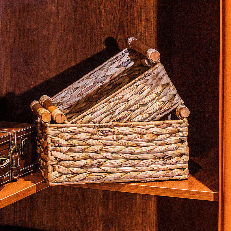 Rattan Storage Basket Organizer Storage Box Straw