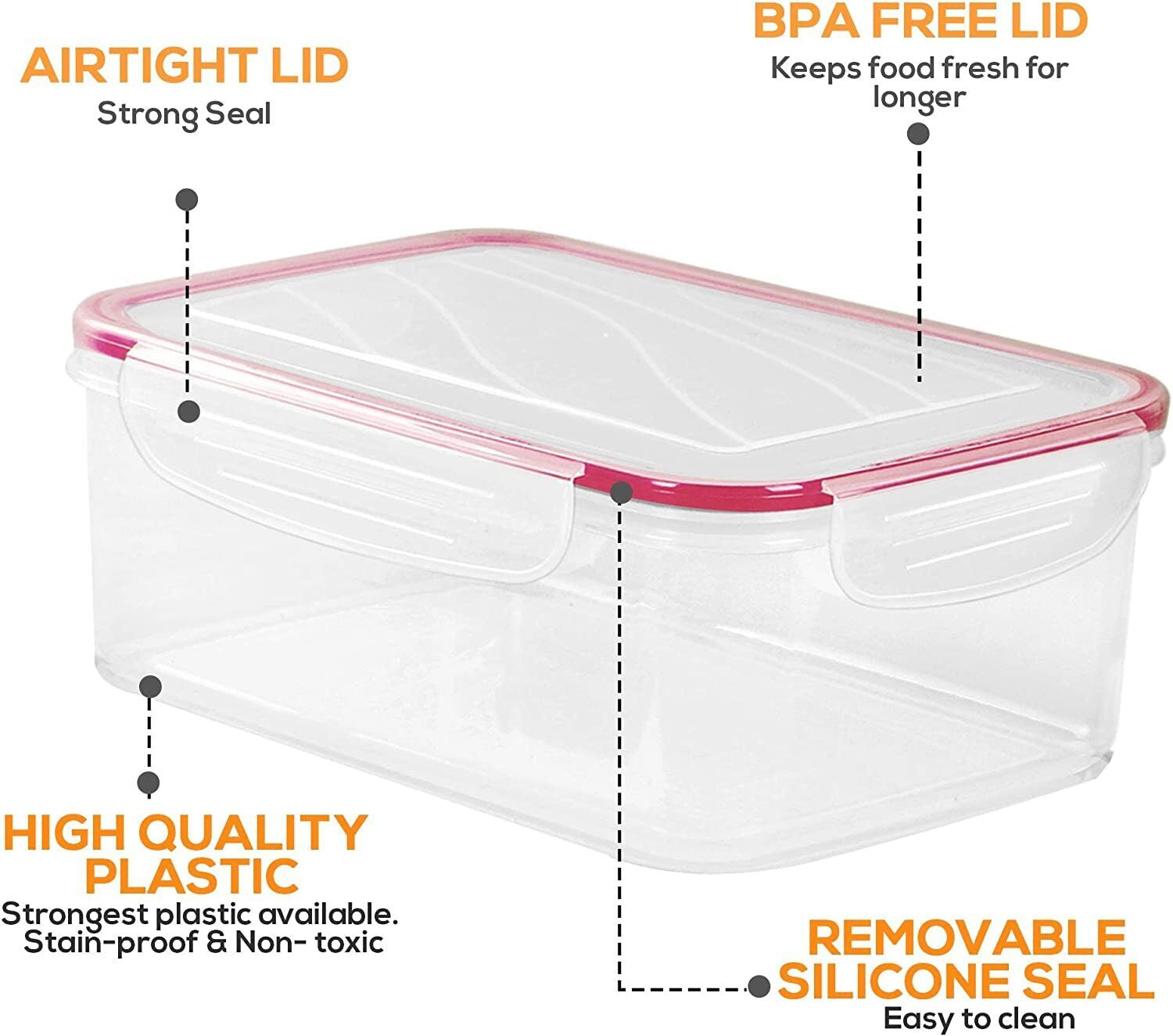 Utopia Kitchen Plastic Food Containers with Storage Lids Meal Prep Airtight