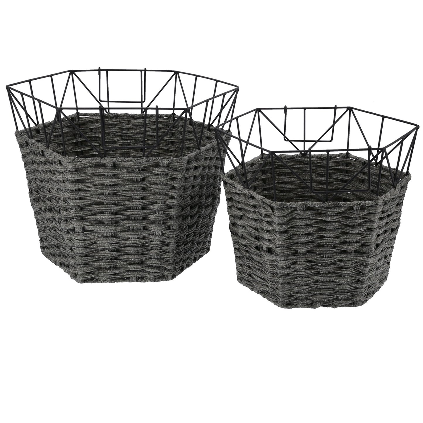 2PCS Wrought Iron Dirty Clothes Basket Laundry Basket Storage Organizer Home Supplies