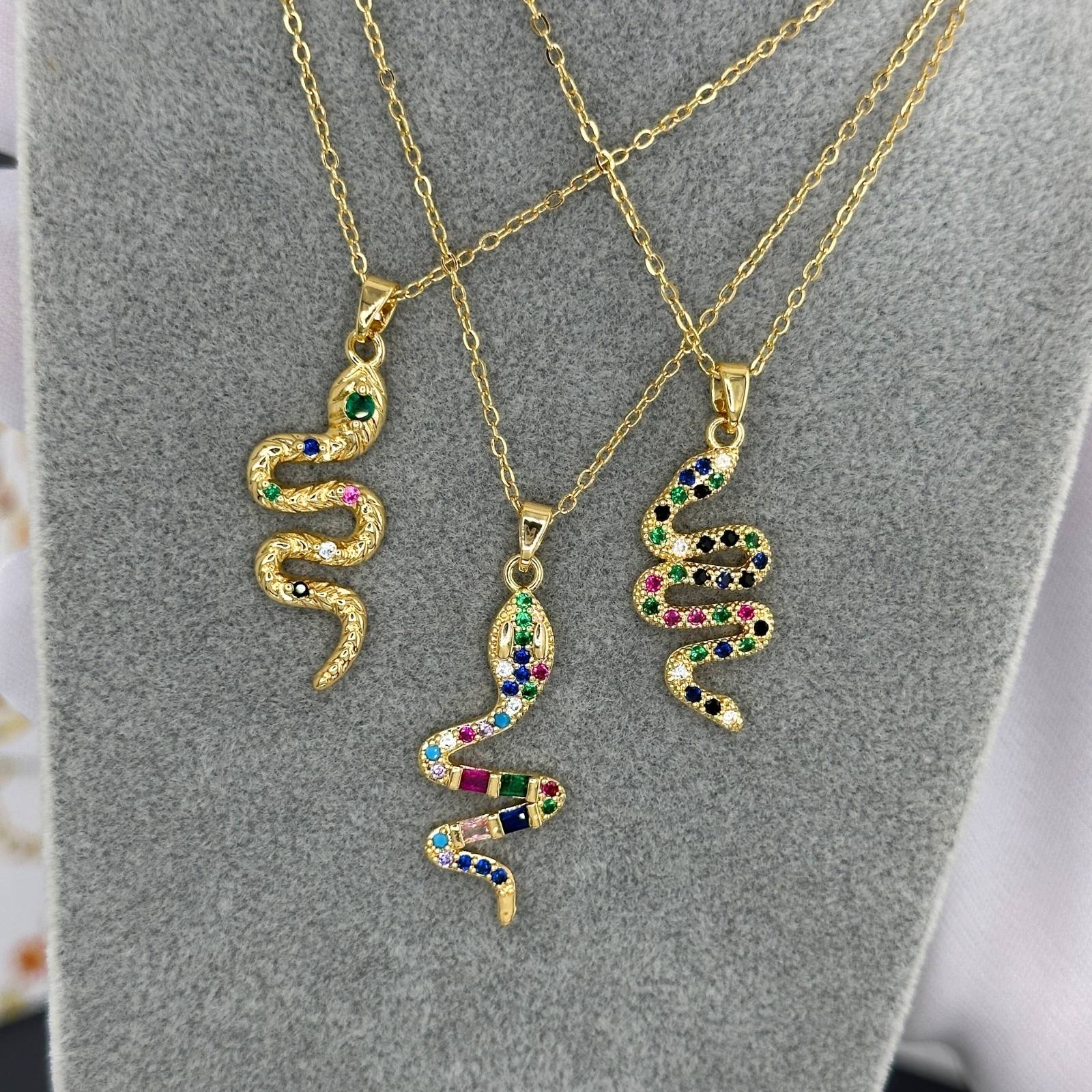 Snake Necklace, 18K Gold Plated Steel