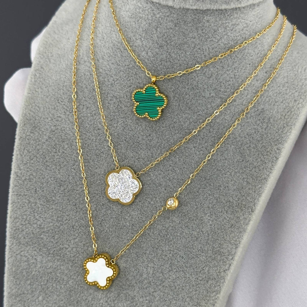 Flower Necklace, 18K Gold Plated Steel