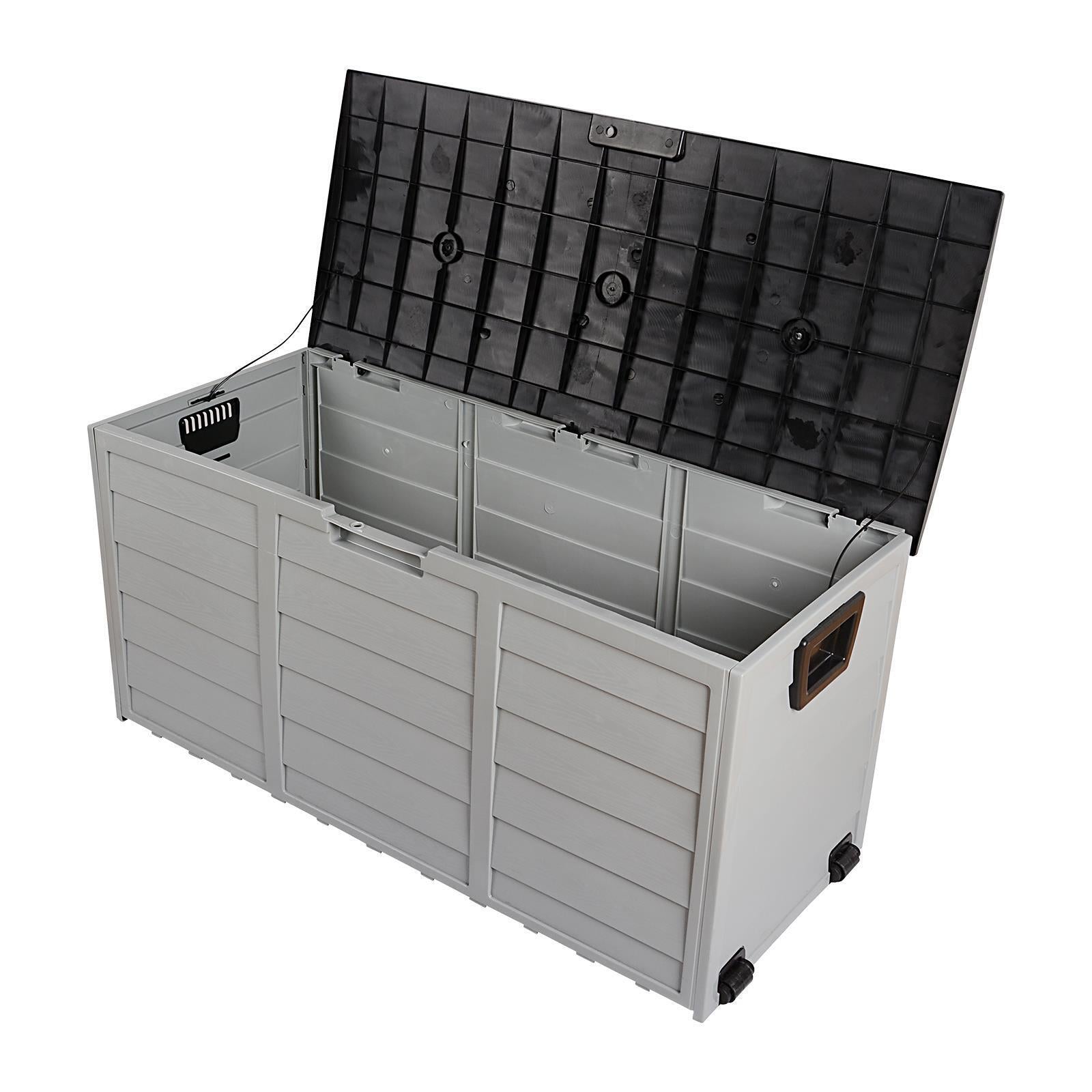 Garden Storage Box 75 Gal Black Outdoor Tool Case Cushion Organizer with Wheels