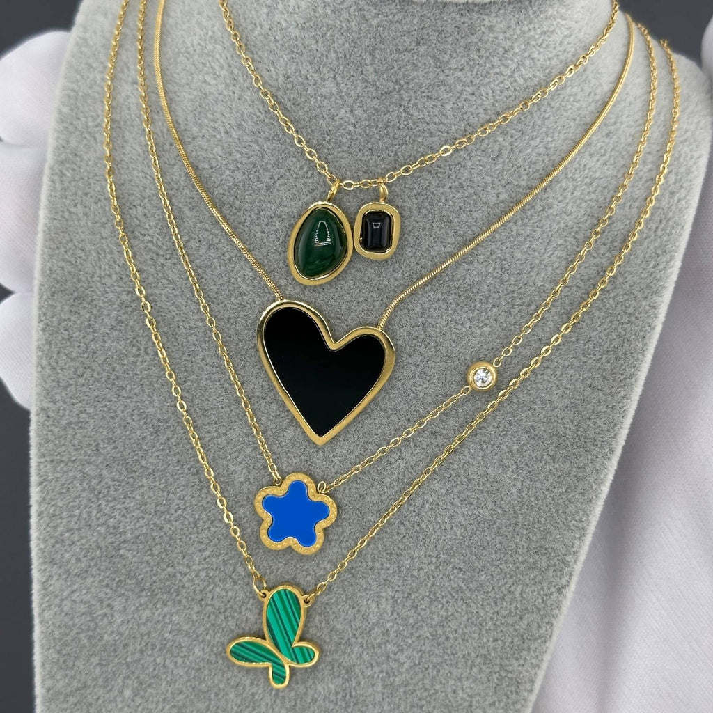 Butterfly Necklace, 18K Gold Plated Steel