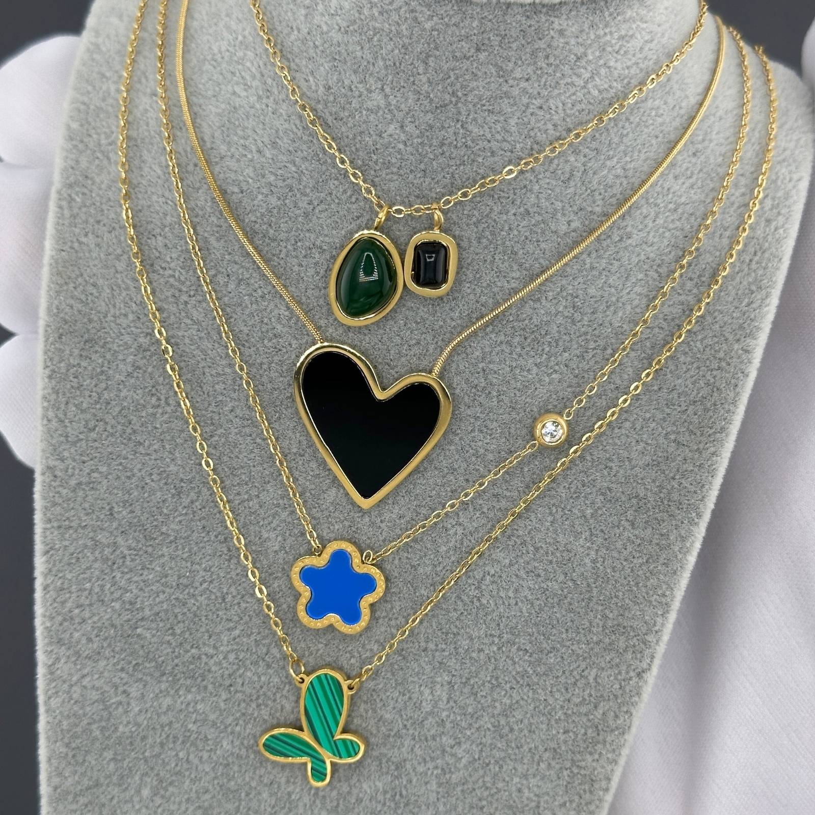 Butterfly Necklace, 18K Gold Plated Steel