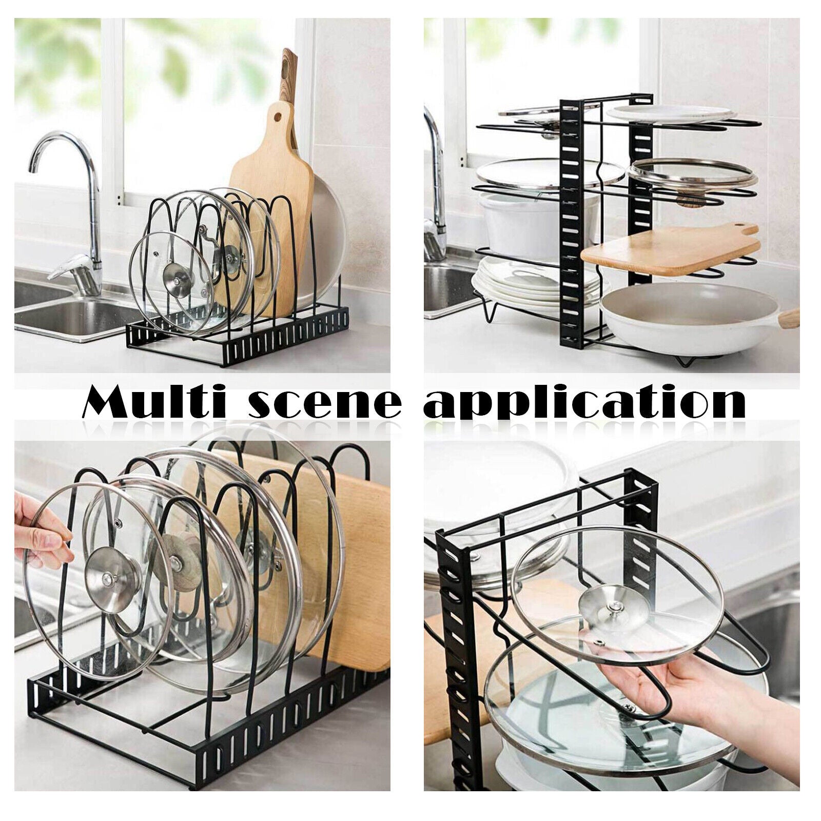 Pots and Pans Organizer for Cabinet 8 Tier Adjustable Pot and Pan Organizer Rack
