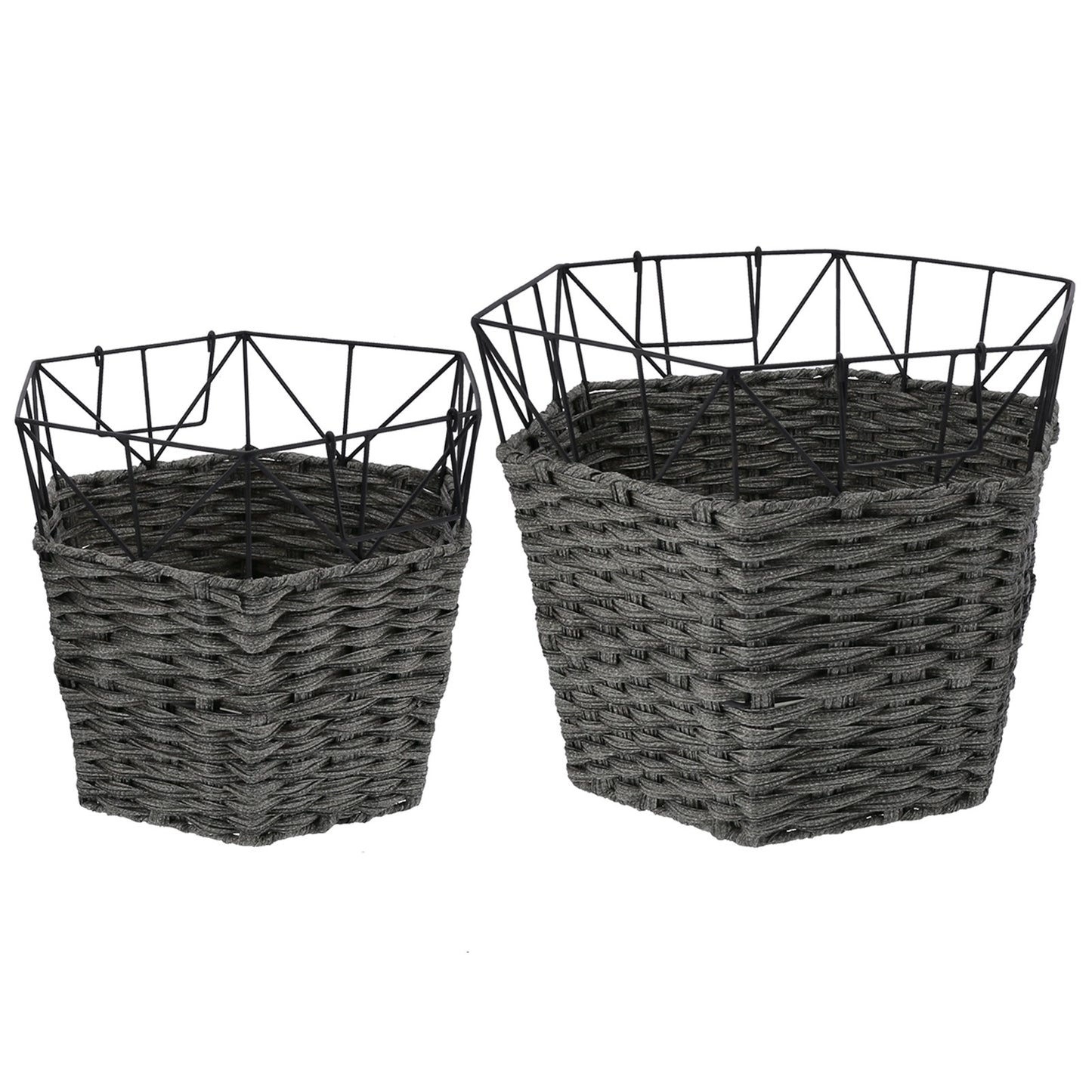 2PCS Wrought Iron Dirty Clothes Basket Laundry Basket Storage Organizer Home Supplies