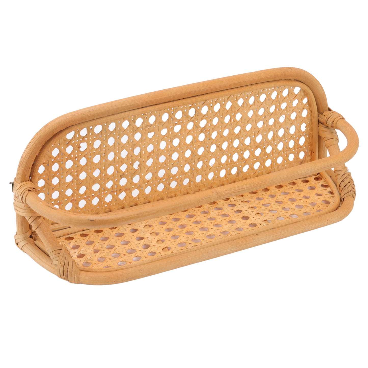 Rattan Wall Shelf Hand Crafted Durable Natural Rattan Hanging Rack Wall Storage Shelf for Bathroom Kitchen Living Room