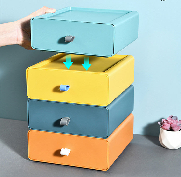 Desktop Storage Box Office Accessories Makeup, Plastic Storage Container Bathroom Storage Stackable Organizer Drawer